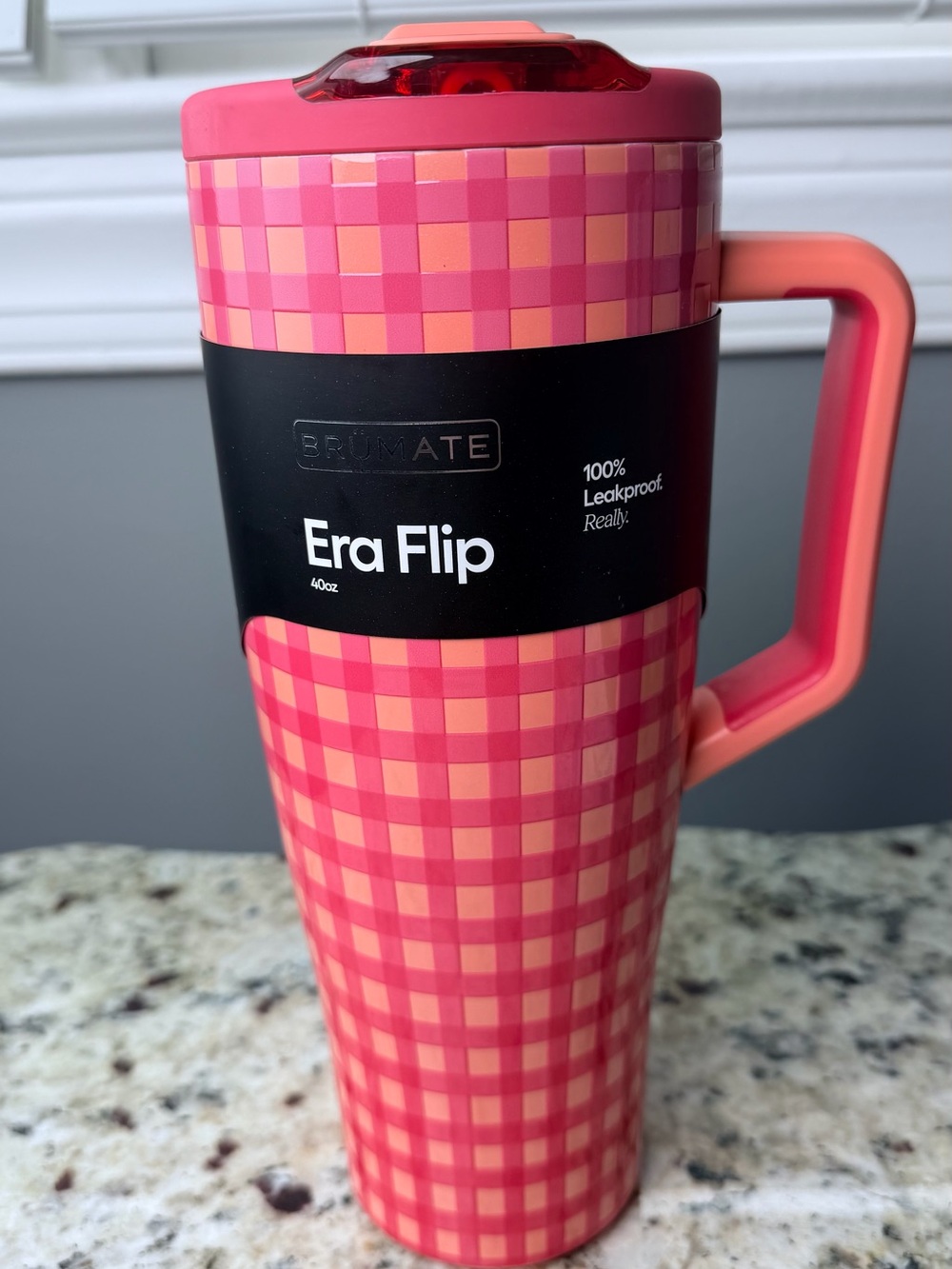 BruMate x Madi Nelson Peach Gingham 40oz Era Flip BNWT